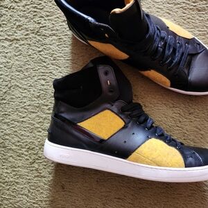 Fendi Black and Yellow High-Top Sneakers